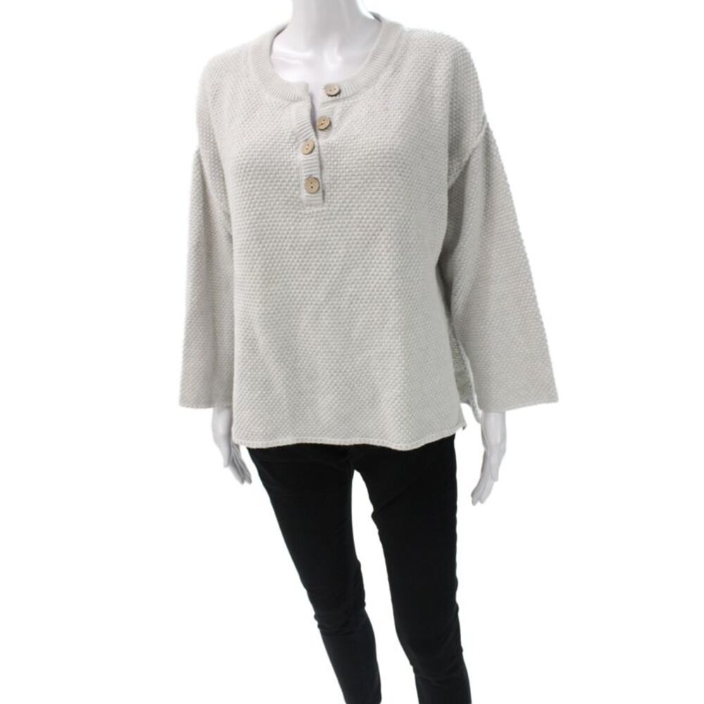 FP Beach Womens Gray Henley Sweater Long Sleeve Size XS